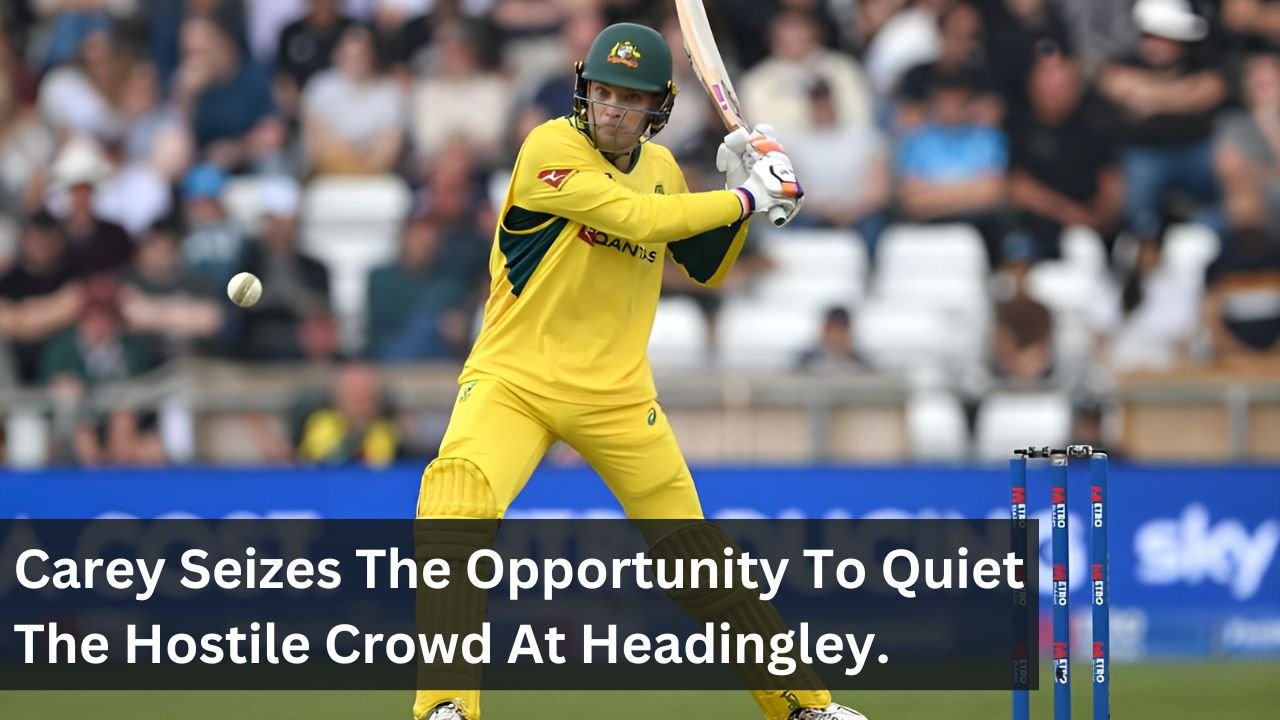 Carey Seizes The Opportunity To Quiet The Hostile Crowd At Headingley.