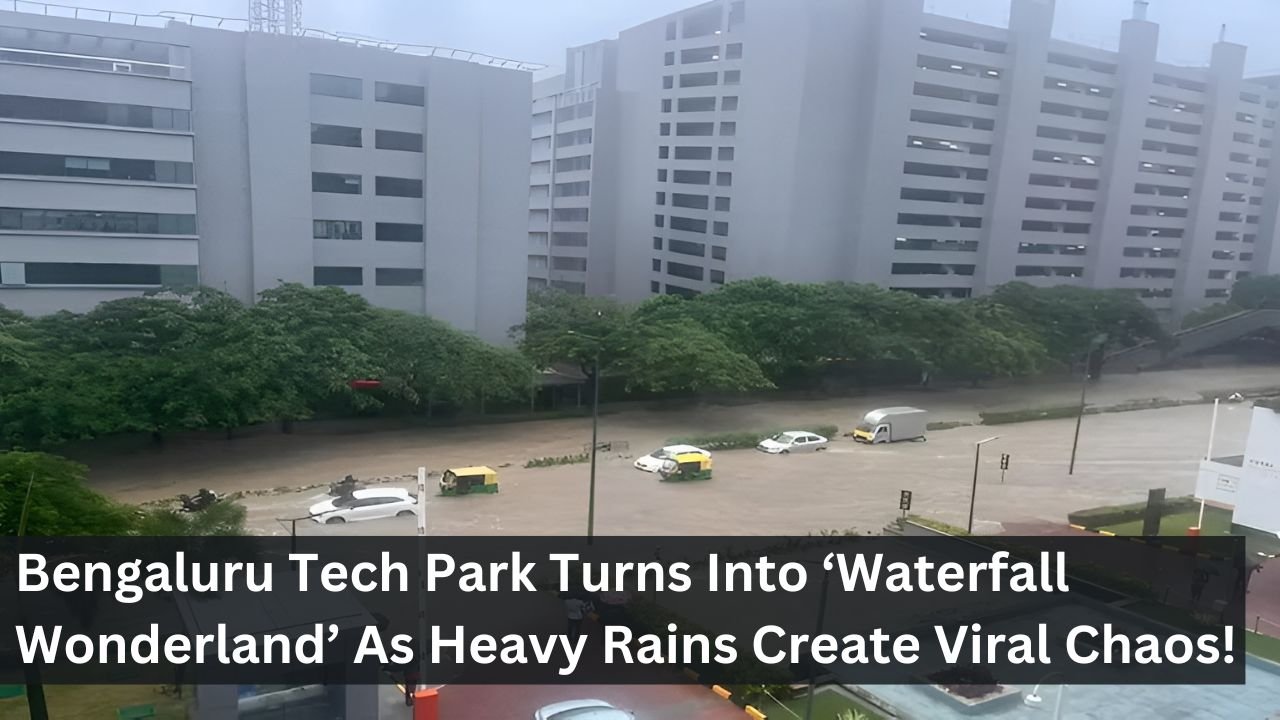 Bengaluru Tech Park Turns Into ‘Waterfall Wonderland’ As Heavy Rains Create Viral Chaos!
