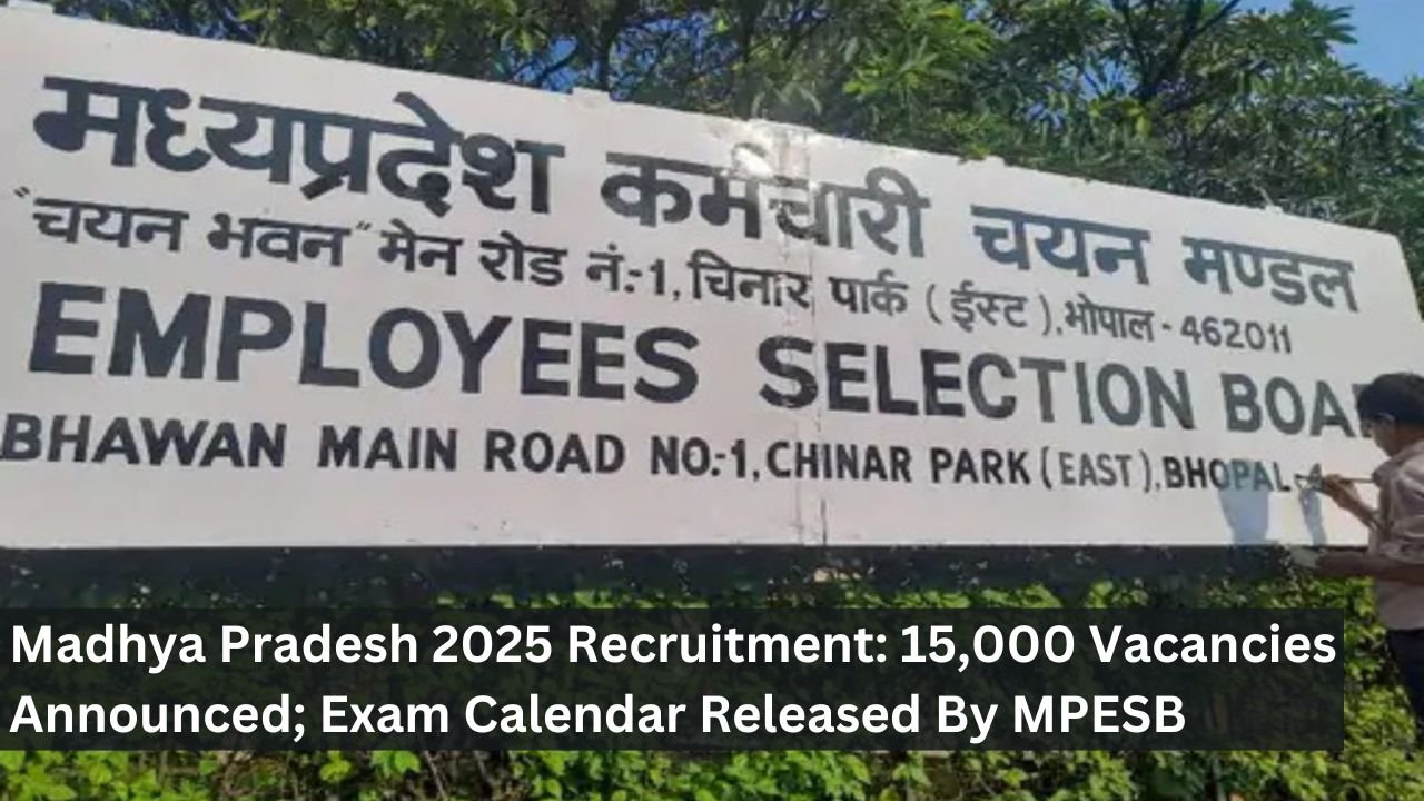 Madhya Pradesh 2025 Recruitment: 15,000 Vacancies Announced; Exam Calendar Released By MPESB