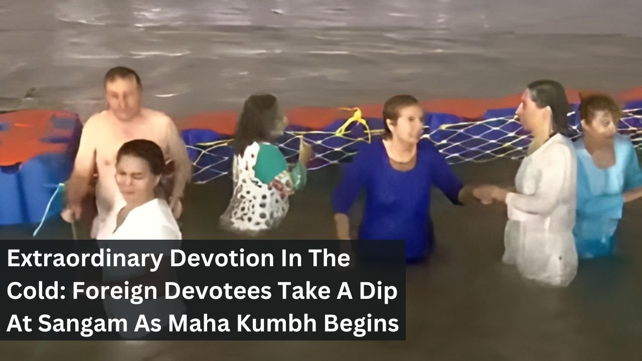 Extraordinary Devotion In The Cold: Foreign Devotees Take A Dip At Sangam As Maha Kumbh Begins